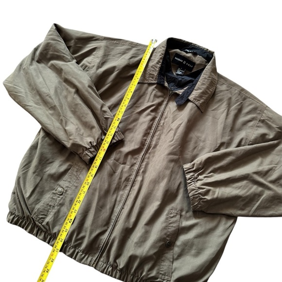 Men Haggar Golf Bomber Style Jacket Brown Made In Egypt Size Large - Picture 2 of 5